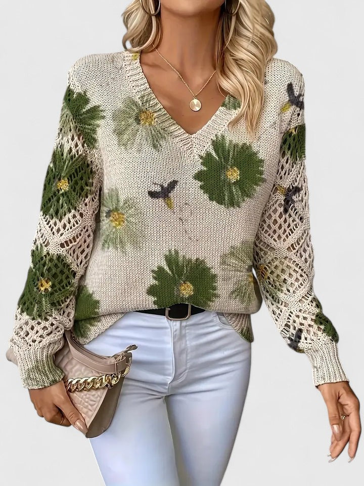 Bronwen | Maglione Floreale a Rete