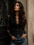 Noémie | Giacca Blazer Nera con Maniche Semi-Trasparenti