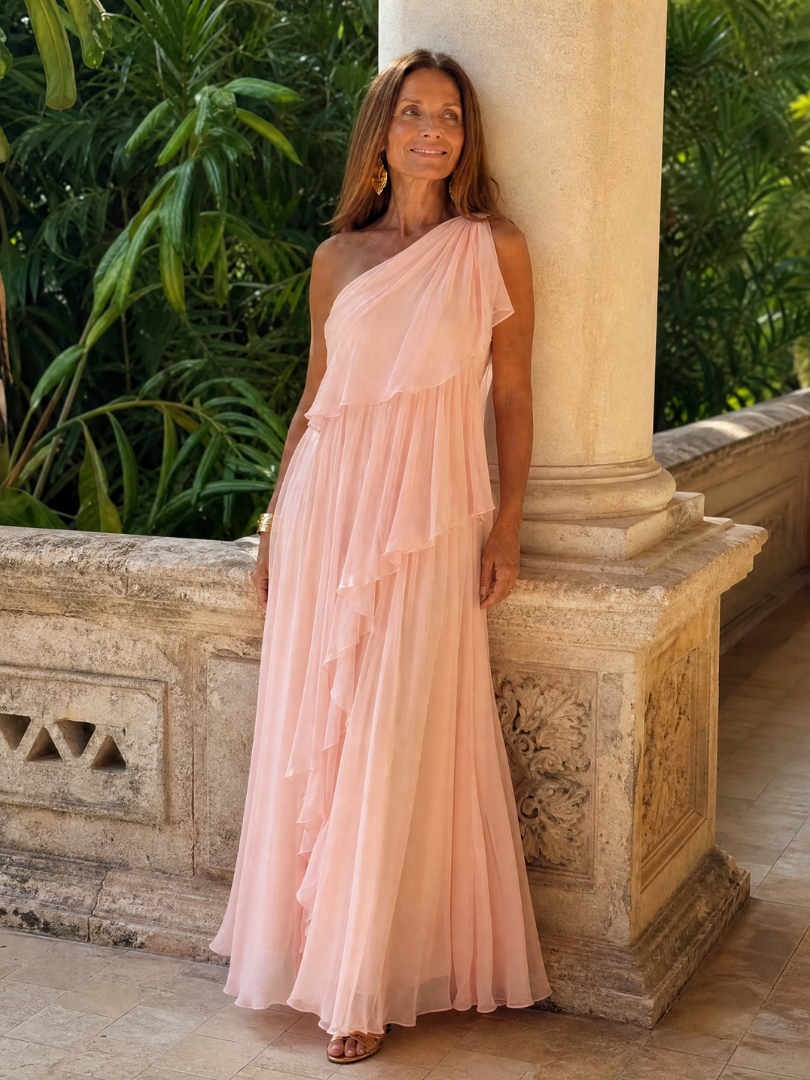 Talia | Abito Maxi con Balze a Cascata