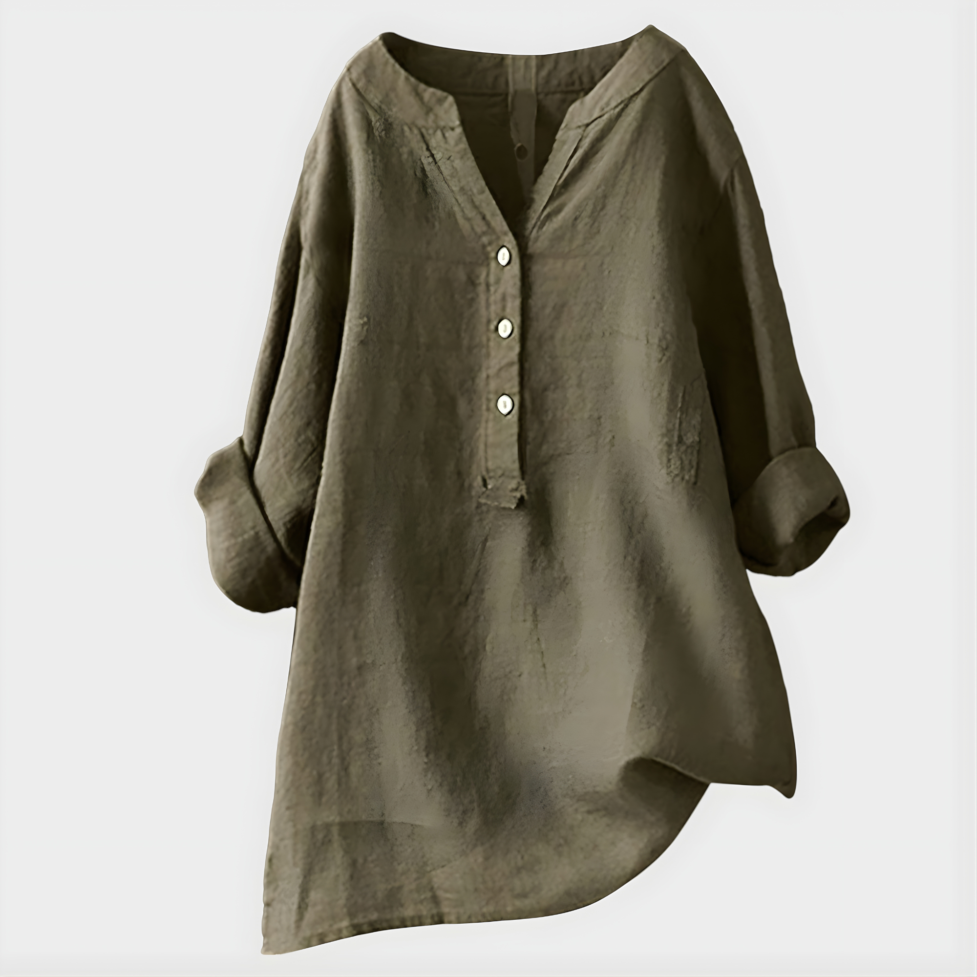 Chiara | Blusa Elegante in Cotone-Lino con Scollo a V