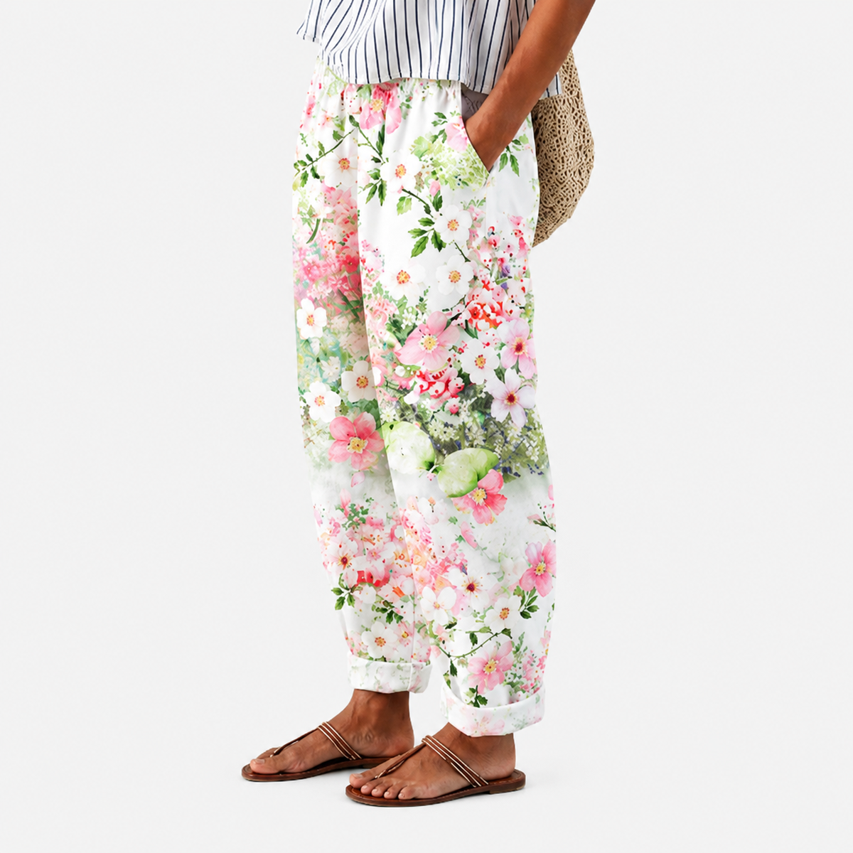 Pantaloni Confortevoli Fioriti