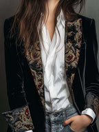 Léontine | Blazer Ajustato Stampato Barocco Nero