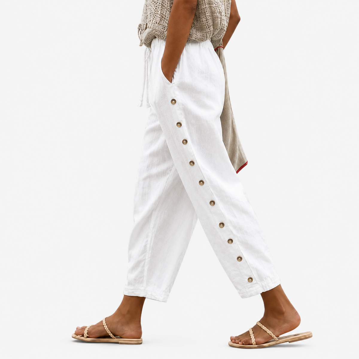 Pantaloni a Bottoni Charme Costiero