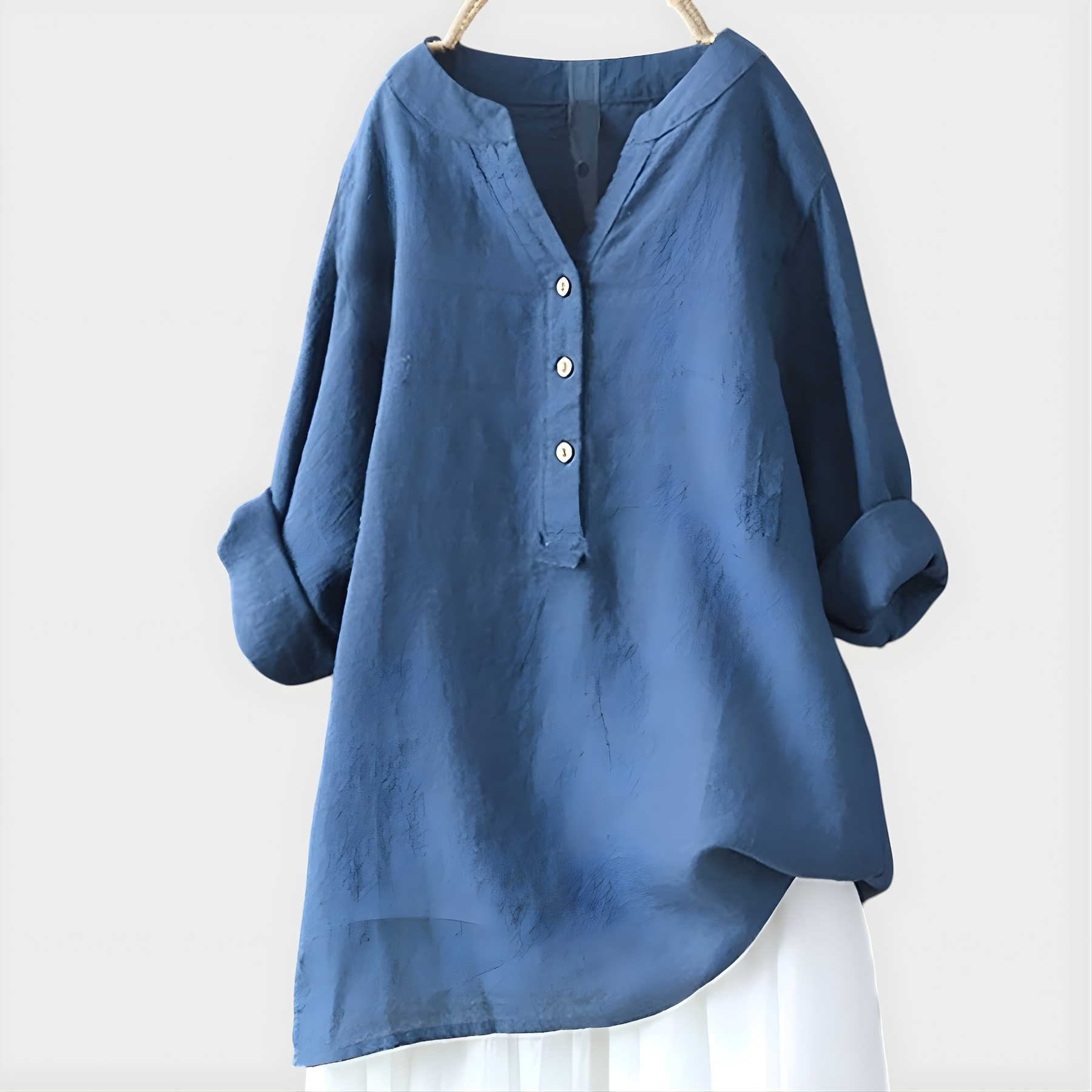 Chiara | Blusa Elegante in Cotone-Lino con Scollo a V