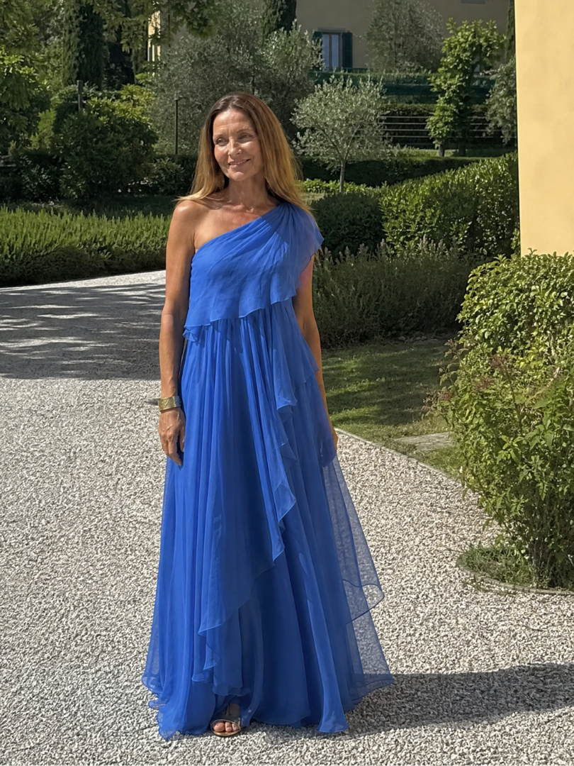 Talia | Abito Maxi con Balze a Cascata