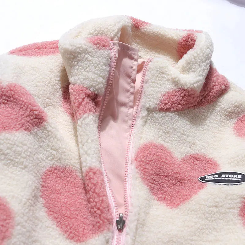 Caterina | Cappotto in Pelliccia con Cuori Multicolore