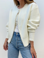 Cardigan elegante Amaraine adornato di perle
