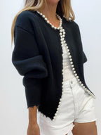 Cardigan elegante Amaraine adornato di perle