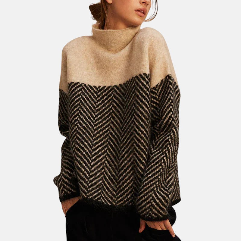 Elise | Maglione a Collo Alto a V Doppio