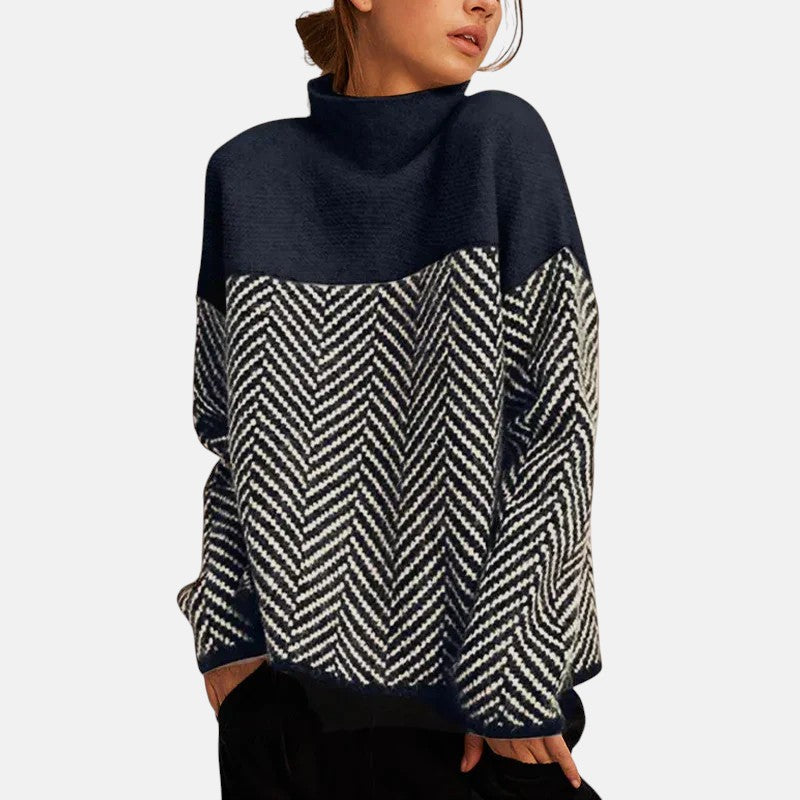 Elise | Maglione a Collo Alto a V Doppio