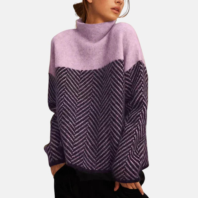 Elise | Maglione a Collo Alto a V Doppio