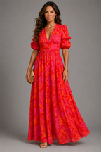 Olympe | Vestito Fluido in Rosa e Arancione