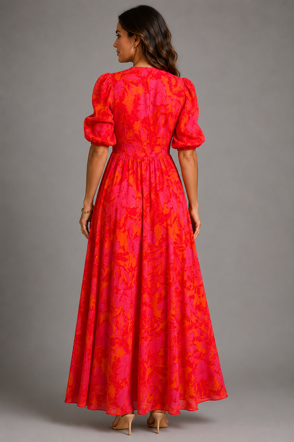 Olympe | Vestito Fluido in Rosa e Arancione