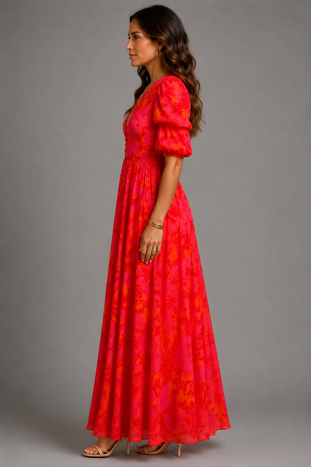 Olympe | Vestito Fluido in Rosa e Arancione