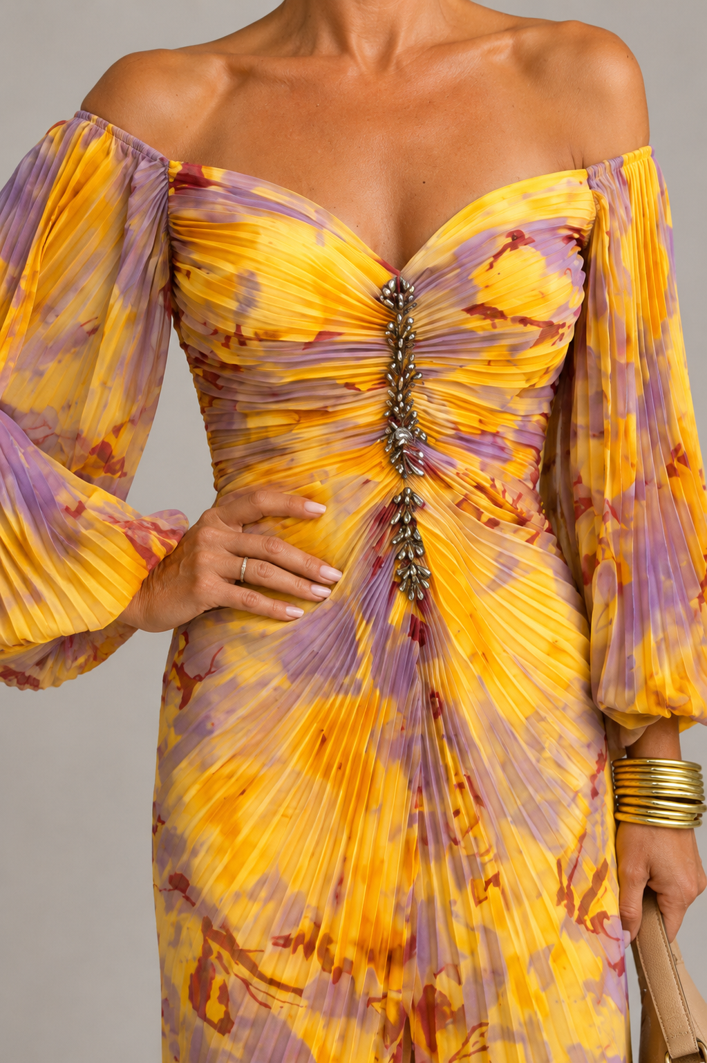 Claudia | Abito Maxi Floreale con Scollatura Profonda