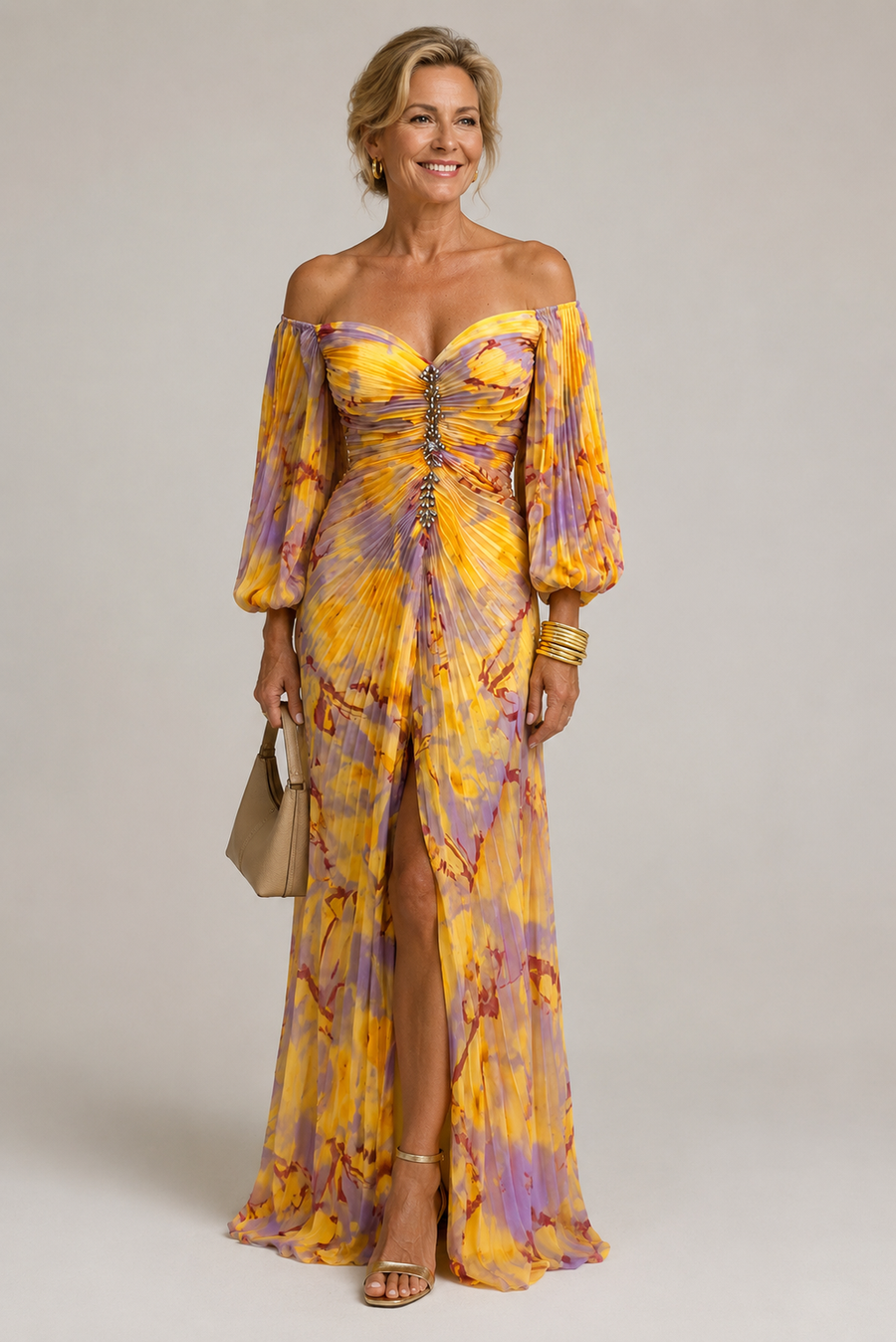 Claudia | Abito Maxi Floreale con Scollatura Profonda