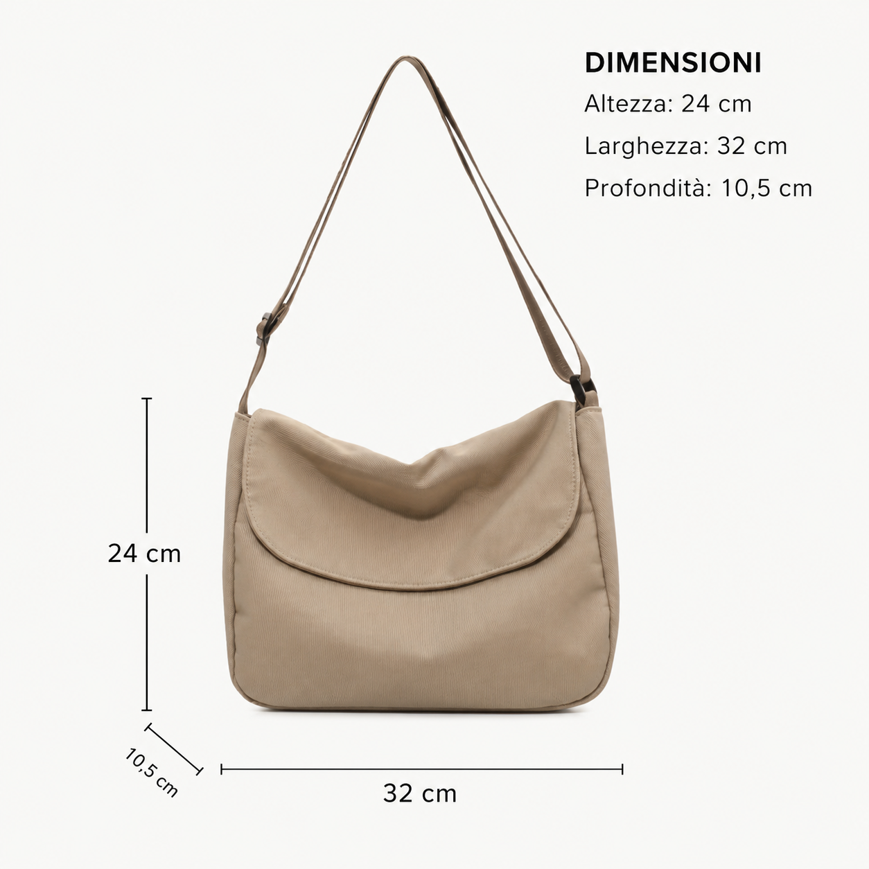 Valentina | Borsa a Tracolla in Nylon con Bottone Magnetico