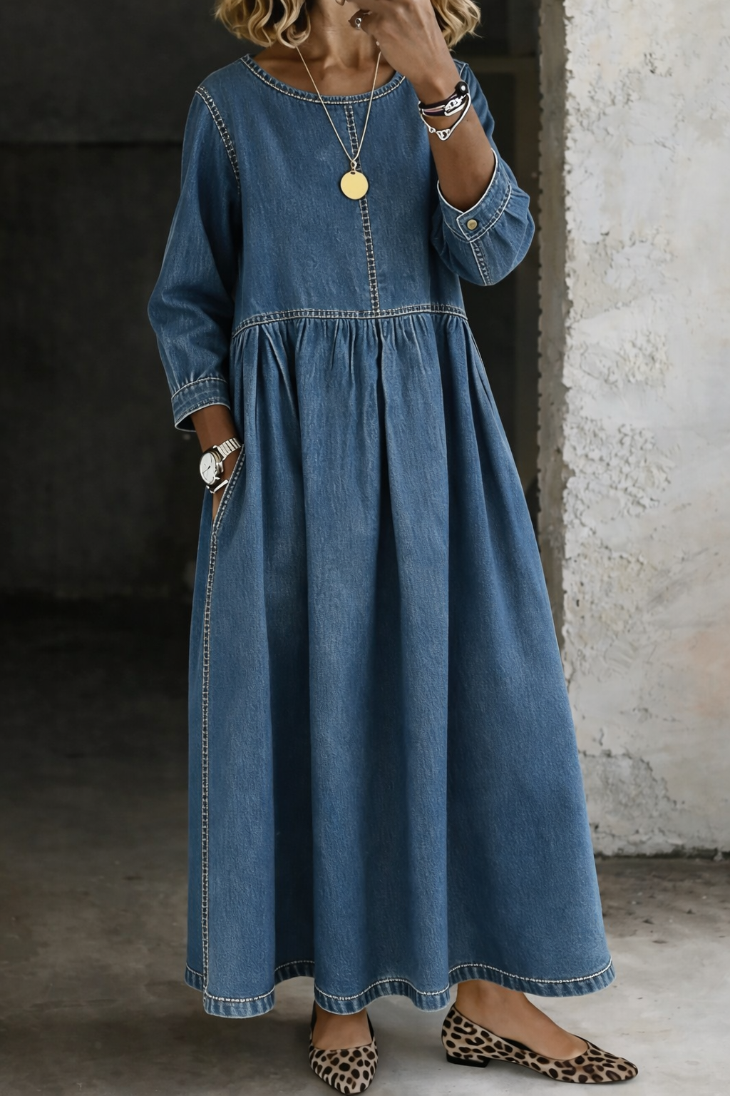 Zephyrelle | Vestito Maxi in Jeans Stile Vintage