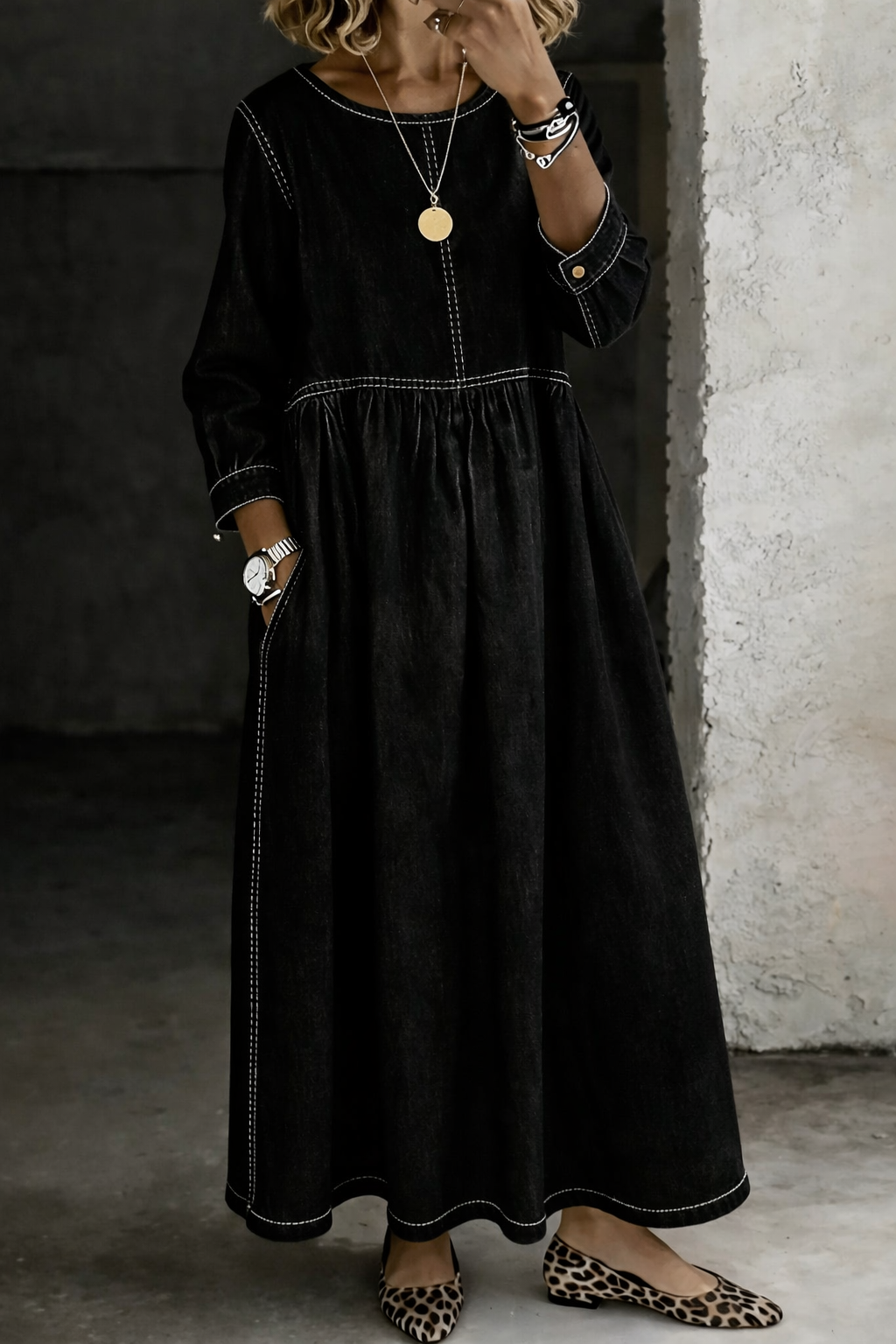Zephyrelle | Vestito Maxi in Jeans Stile Vintage
