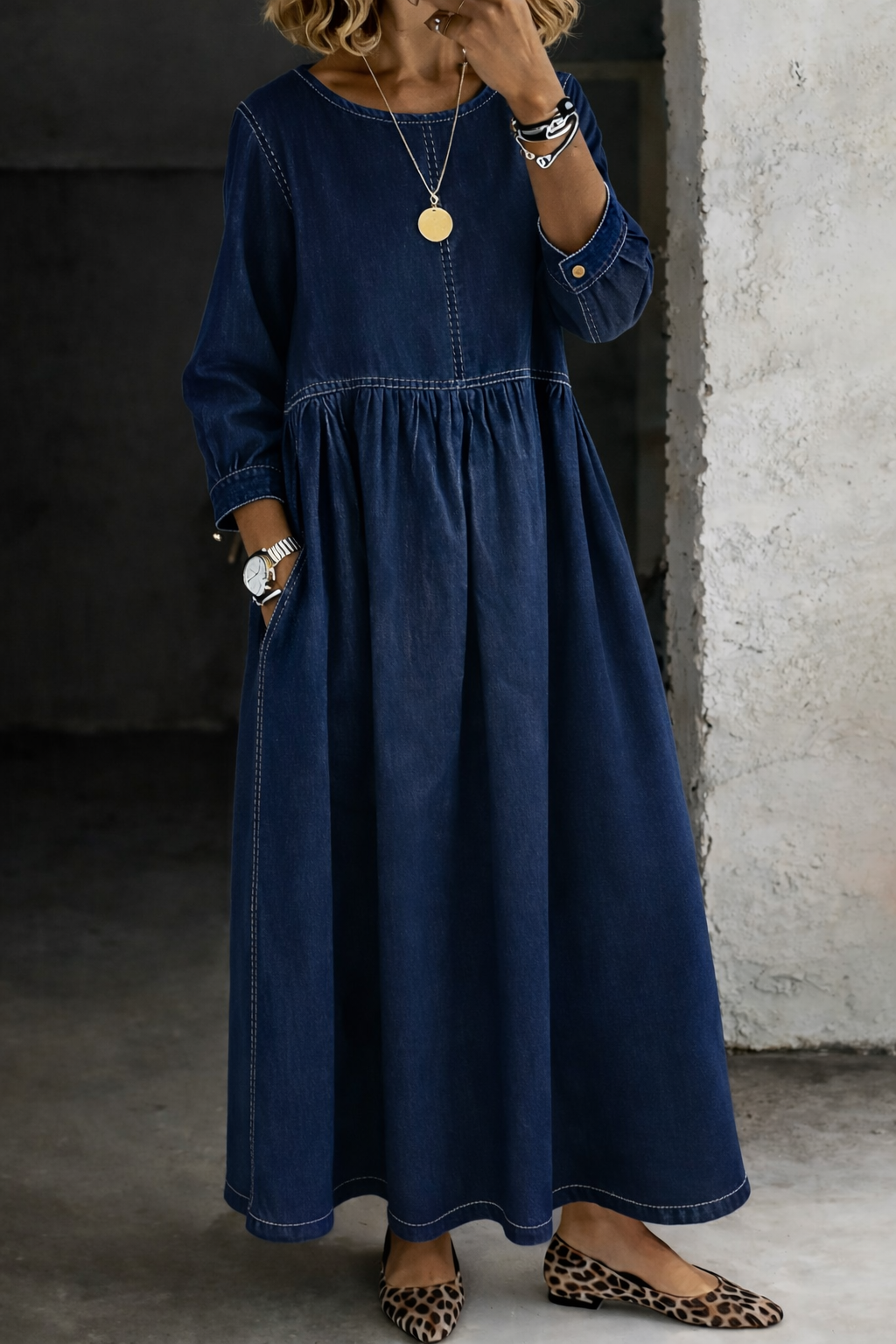 Zephyrelle | Vestito Maxi in Jeans Stile Vintage