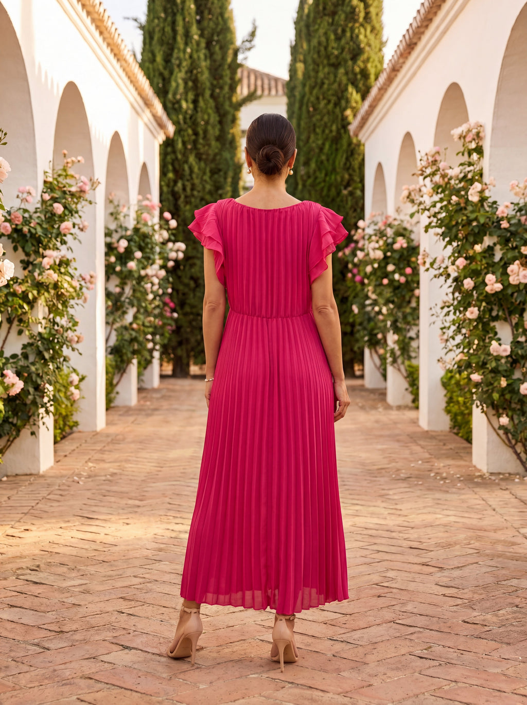 Seraphina | Elegante Vestito Maxi Plissettato con Vita Annodata