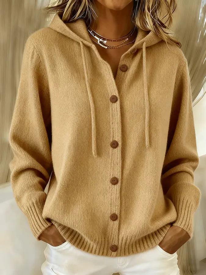 Laura | Cardigan con Cappuccio e Bottoni Frontali