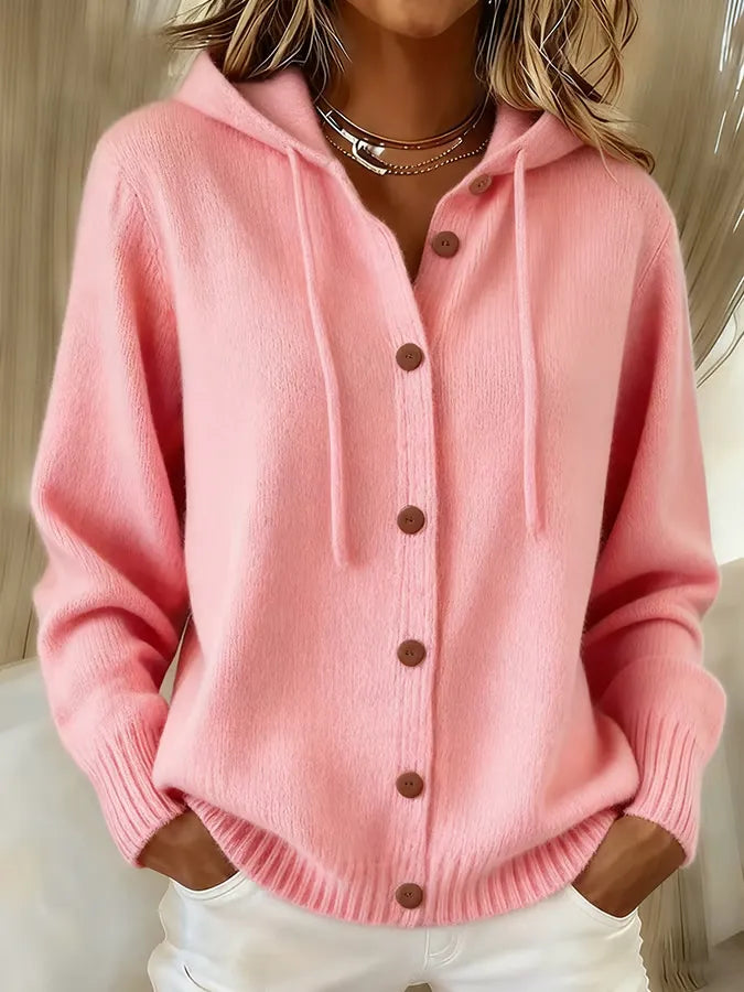 Laura | Cardigan con Cappuccio e Bottoni Frontali