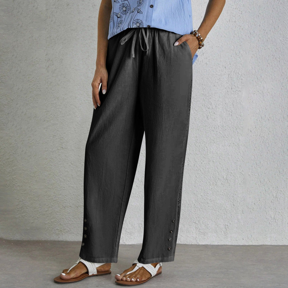 Shania - Pantaloni Relax con Bottoni