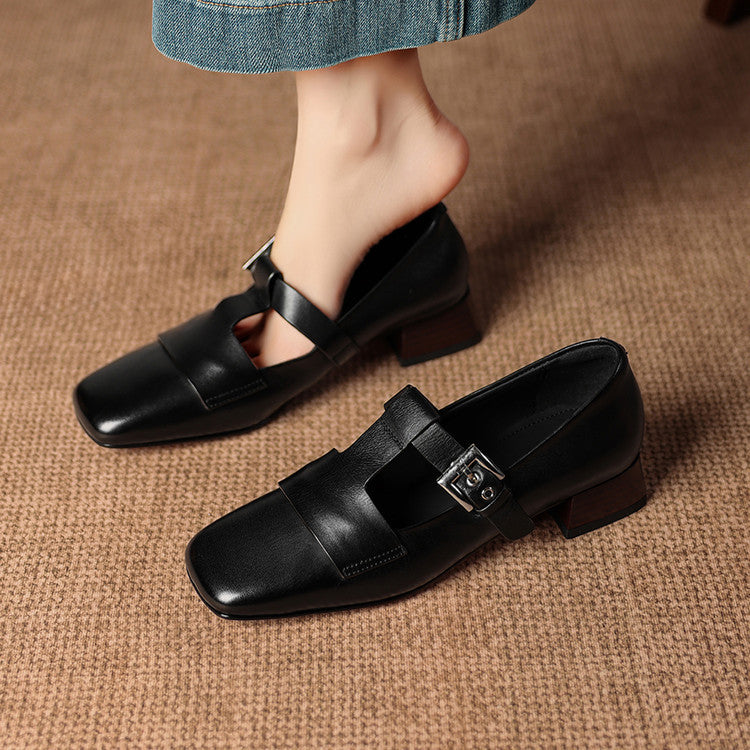 Farrah | Mules con Punta Quadrata e Fibbia