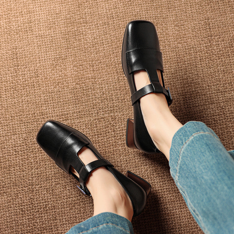 Farrah | Mules con Punta Quadrata e Fibbia