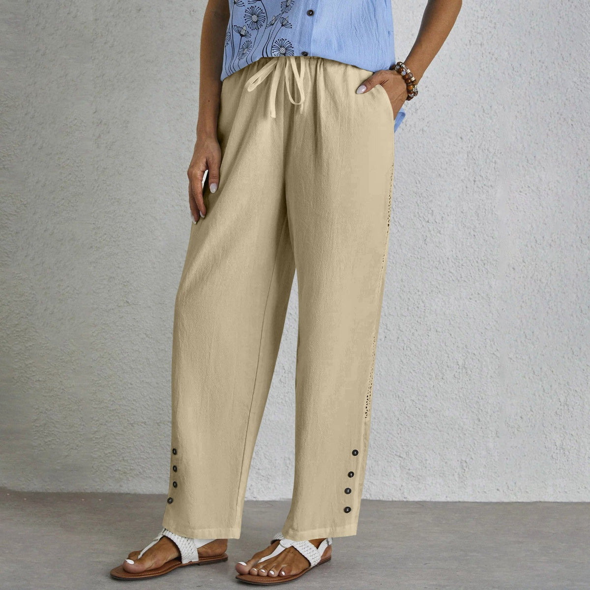 Shania - Pantaloni Relax con Bottoni