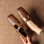 Farrah | Mules con Punta Quadrata e Fibbia
