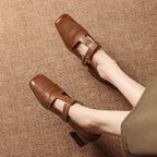 Farrah | Mules con Punta Quadrata e Fibbia