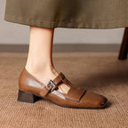 Farrah | Mules con Punta Quadrata e Fibbia