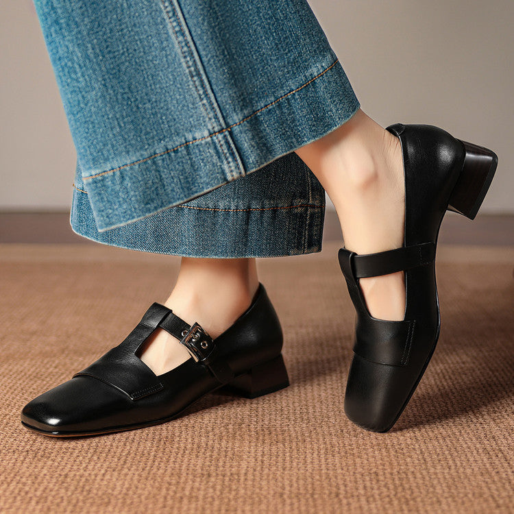 Farrah | Mules con Punta Quadrata e Fibbia