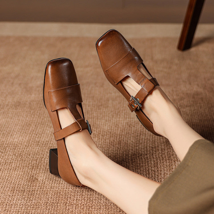 Farrah | Mules con Punta Quadrata e Fibbia