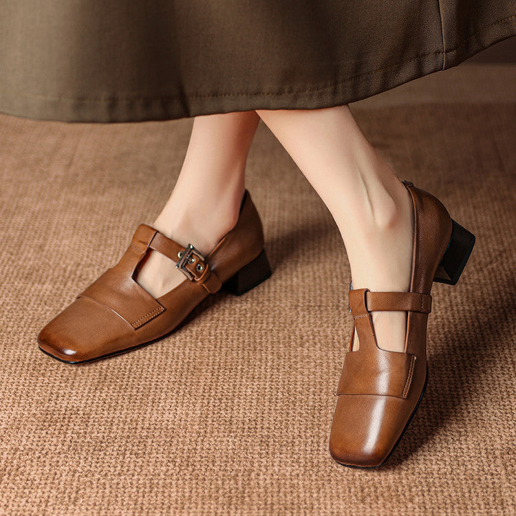 Farrah | Mules con Punta Quadrata e Fibbia