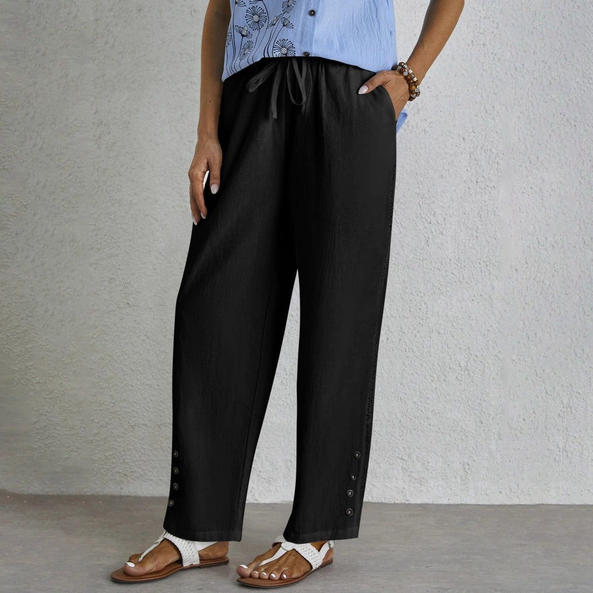 Shania - Pantaloni Relax con Bottoni