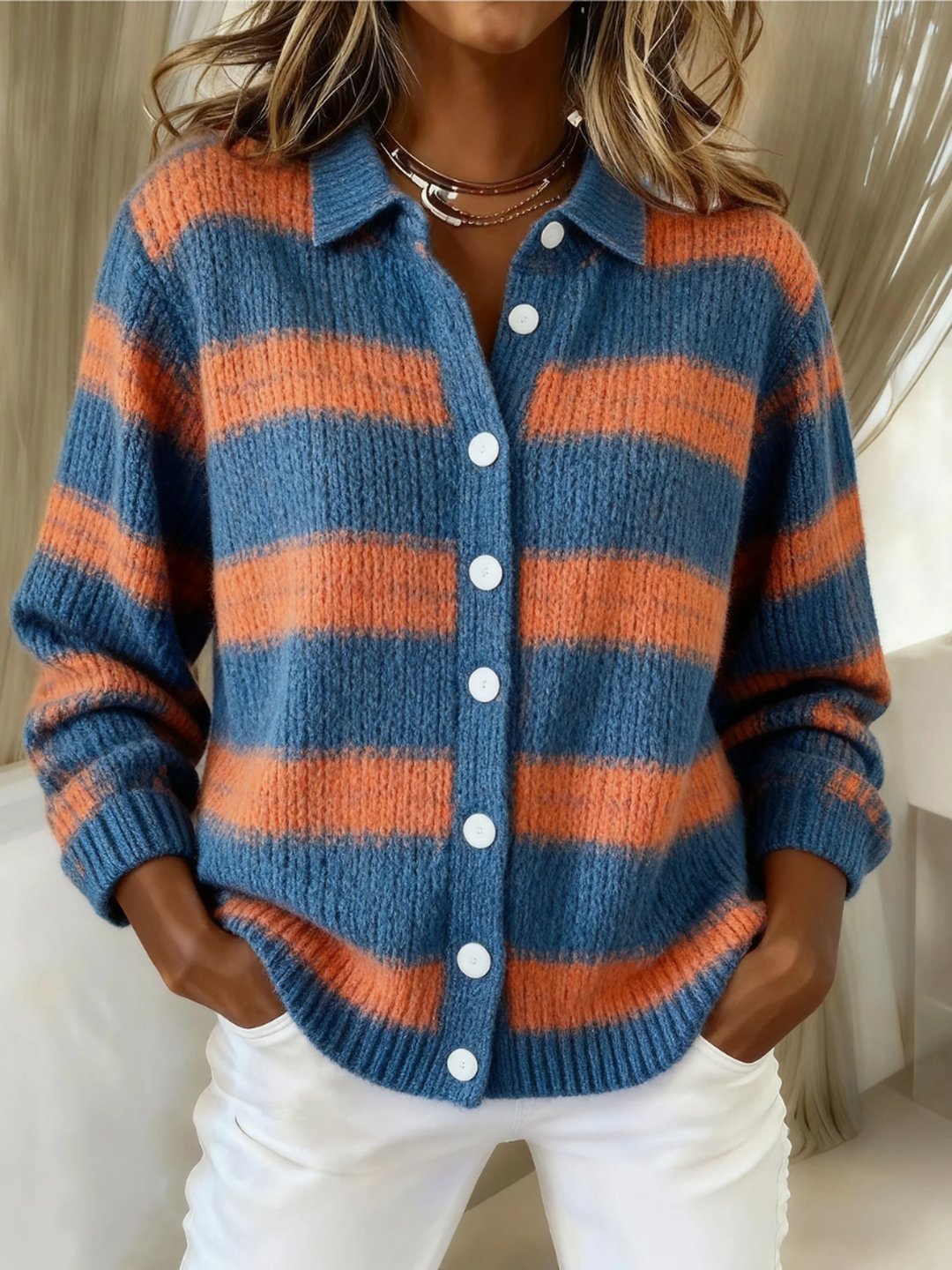 Leota | Cardigan a Righe in Maglia