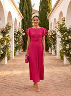 Seraphina | Elegante Vestito Maxi Plissettato con Vita Annodata