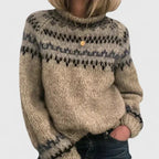 Carys | Maglione a Collo Alto con Motivo Nordico