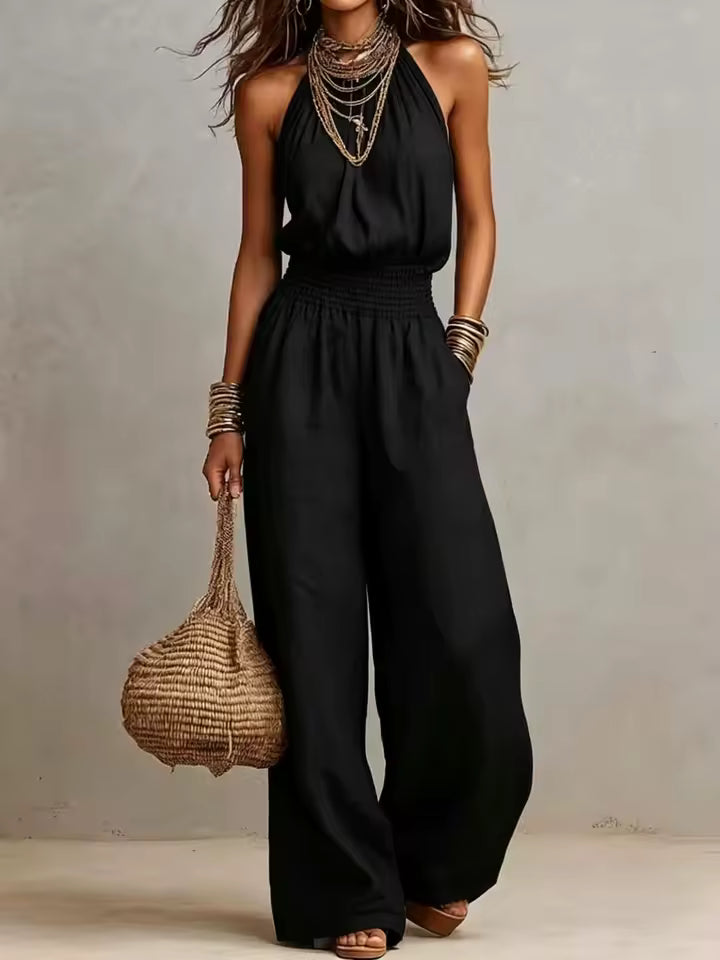 Federica | Tuta con Collo Halter e Pantalone Ampio
