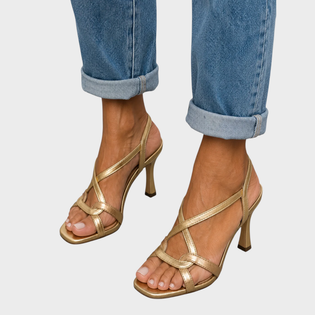 Magdalena | Eleganti Sandali Dorati con Tacco