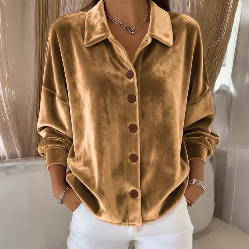 Loretta | Camicia in Velluto con Bottoni