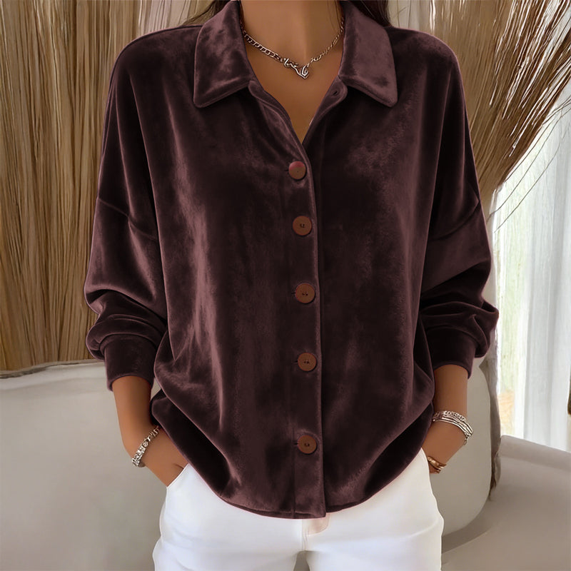 Loretta | Camicia in Velluto con Bottoni