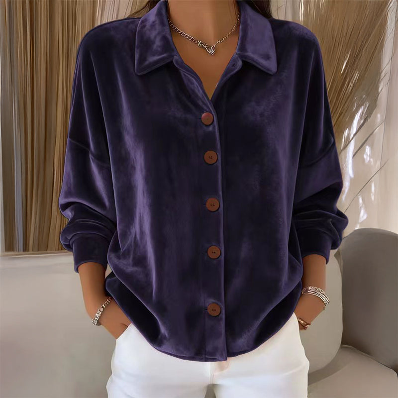 Loretta | Camicia in Velluto con Bottoni