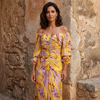 Gregoria™ | Vestito Lungo Floreale con Scollatura Profonda