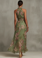 Lidia | Abito Maxi Halter Floreale Elegante