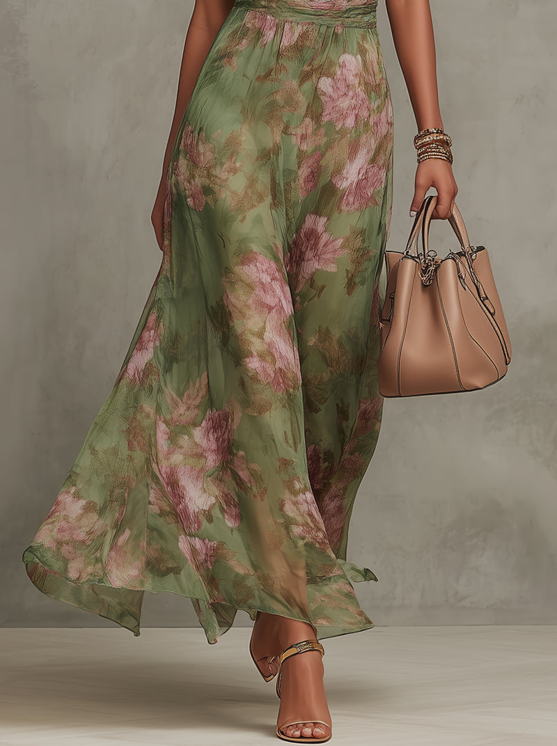 Lidia | Abito Maxi Halter Floreale Elegante