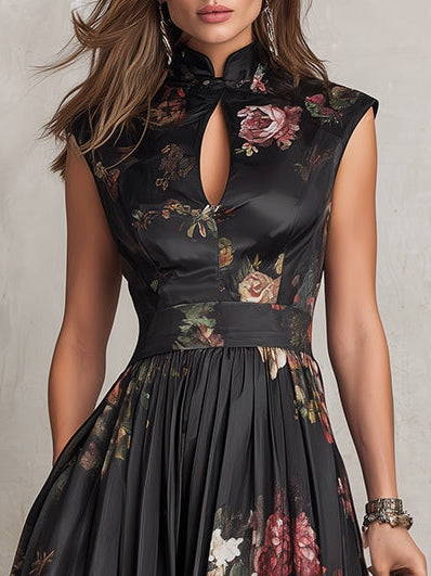 Serena | Abito Midi Satinato Plissettato Floreale